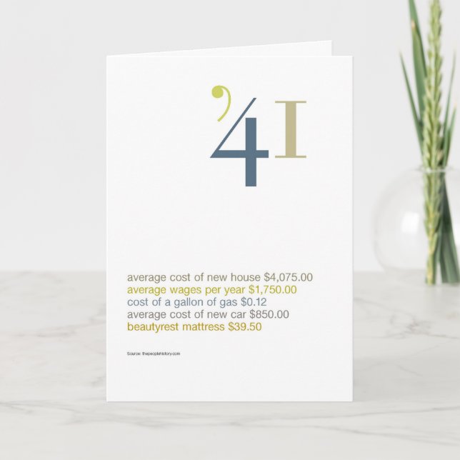 1941 Geburtstags-Spaß-Tatsachen Karte (Vorderseite)