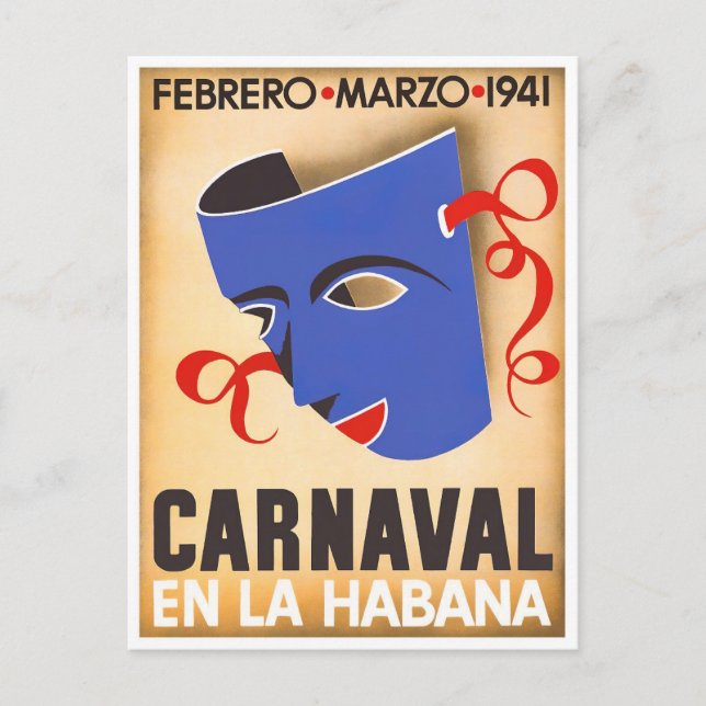 1941 Havanna Karneval Reise Postkarte (Vorderseite)