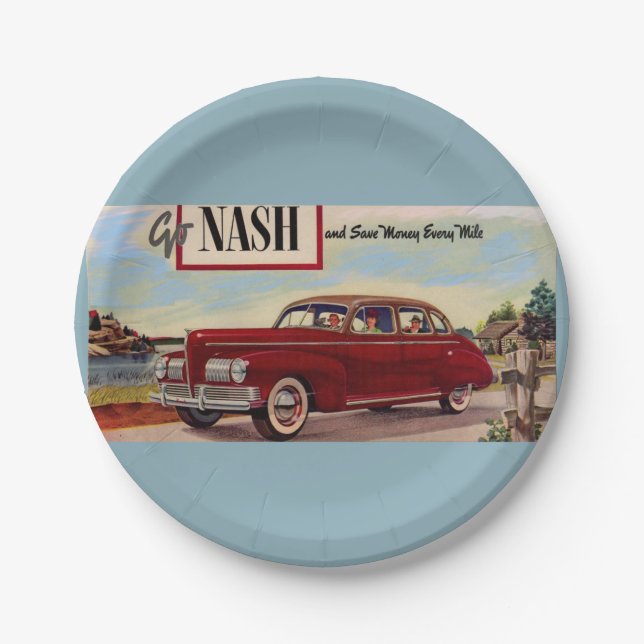 1941 Nash-Automobilanzeige Pappteller (Vorderseite)