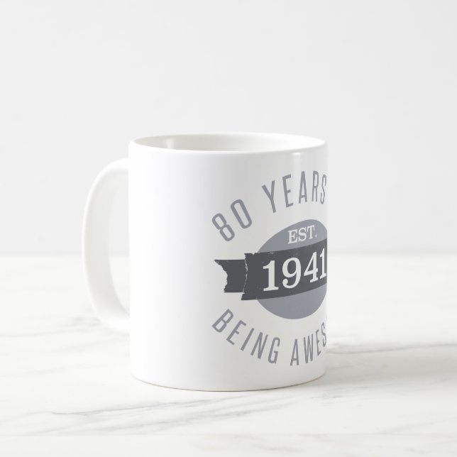 1941 Phantastischer sonniger 80. Geburtstag Kaffeetasse (Vorderseite Links)