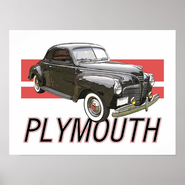1941 Plymouth Coupe mit Grafik und Text. Poster (Vorne)