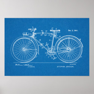 1941 Vintage Bicycle Patent Blueprint Art Print Poster