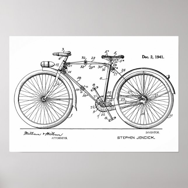 1941 Vintager Bicycle Flex Frame - Kunstdrucken Poster (Vorne)