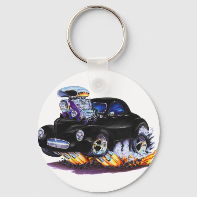 1941 Willys Black Car Schlüsselanhänger (Vorderseite)