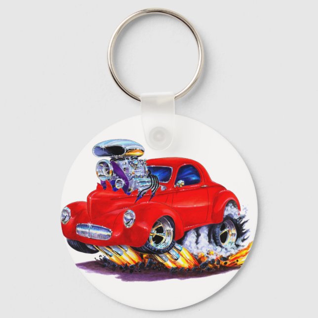 1941 Willys Red Car Schlüsselanhänger (Vorderseite)