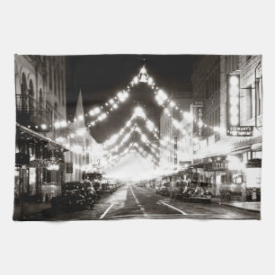 1942 Honolulus Fort Street bei Nacht Geschirrtuch