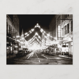 1942 Honolulus Fort Street bei Nacht Postkarte