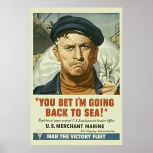 1942 Merchant Marine Ich wette, ich kehre zurück z Poster
