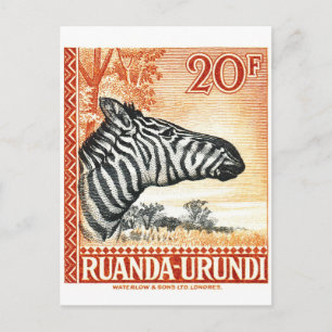 1942 Ruanda Urundi Zebra Postage Briefmarke Postkarte