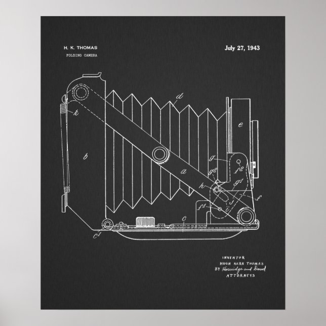1943 Faltkamera Patent Art Zeichnend Druck Poster (Vorne)