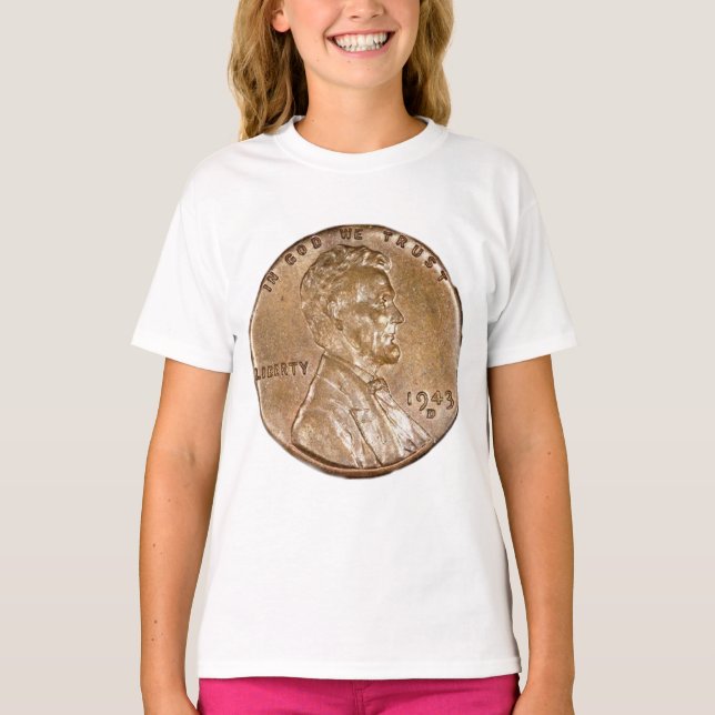 1943 Lincoln Head Copper Penny T-Shirt (Vorderseite)