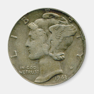 1943 US Mercury-Dime-Oversen-Magnet Magnet