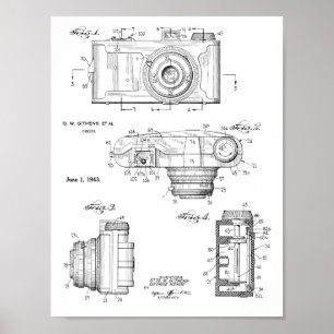 1943 Vintage Kamera-Patent-Kunst, die Druck Poster