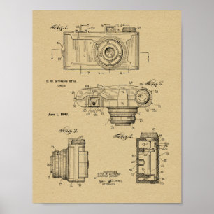1943 Vintage Kamera Patent Kunst Zeichnung Druck Poster