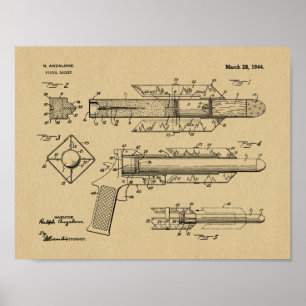 1944 Pistolen-Raketen-Patent-Kunstzeichnung Druck Poster