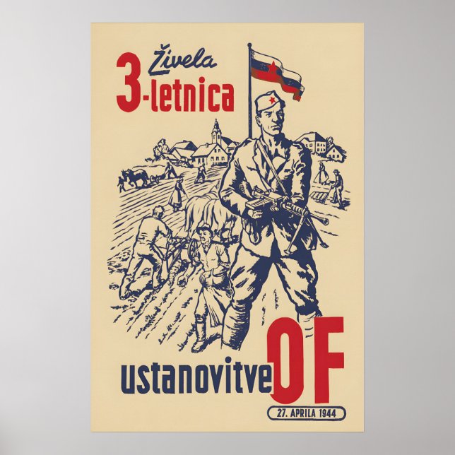 1944 Propaganda Poster Long live the Socialist (Vorne)