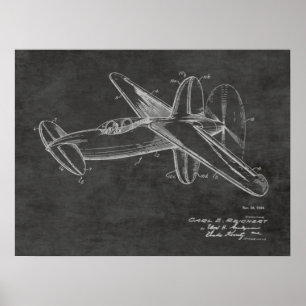 1944 Schubflugzeug-Patentkunstzeichnung Druck Poster