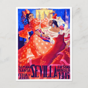 1945 Feria de Sevilla Vintage-Reise Postkarte