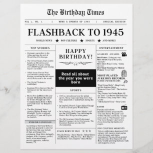 1945 geboren - Mock Zeitung schwarz-weiß