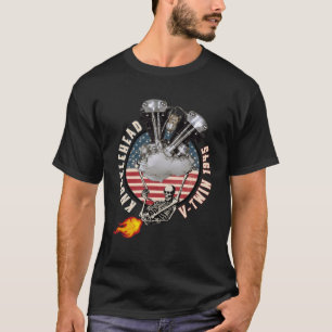 1945 HD Knucklehead VTwin Flame Farting Motorrad T-Shirt