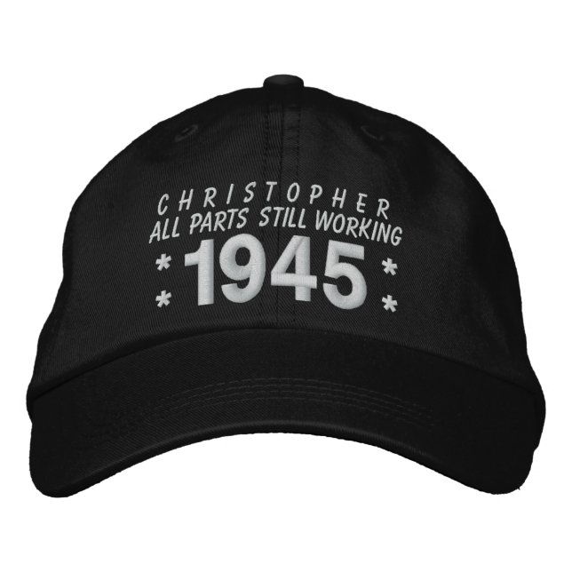 1945 oder jedes Jahr 70. Geburtstag A5 SCHWARZ und Bestickte Baseballkappe (Vorderseite)