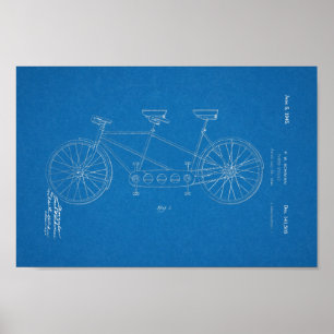 1945 Vintag Schwinn Bicycle Patent Blueprint Art Poster
