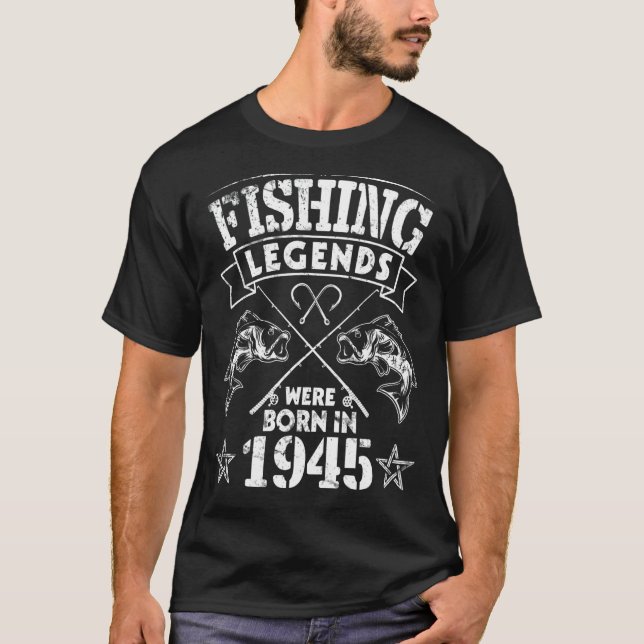 1945 waren die Fischlegenden Geboren, glücklich üb T-Shirt (Vorderseite)
