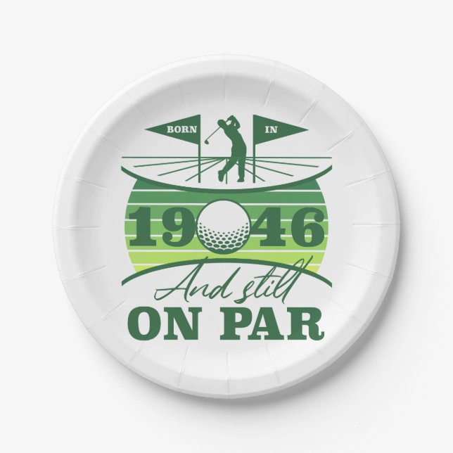 1946 80. Geburtstag Golf Liebhaber Pappteller (Vorderseite)