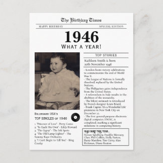 1946 Birthday Newspaper Postcard Postkarte