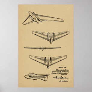 1946 Flying Wing Flugzeug Patent Art Zeichnend Pri Poster