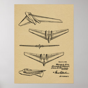 1946 Flying Wing Flugzeug Patent Art Zeichnend Pri Poster