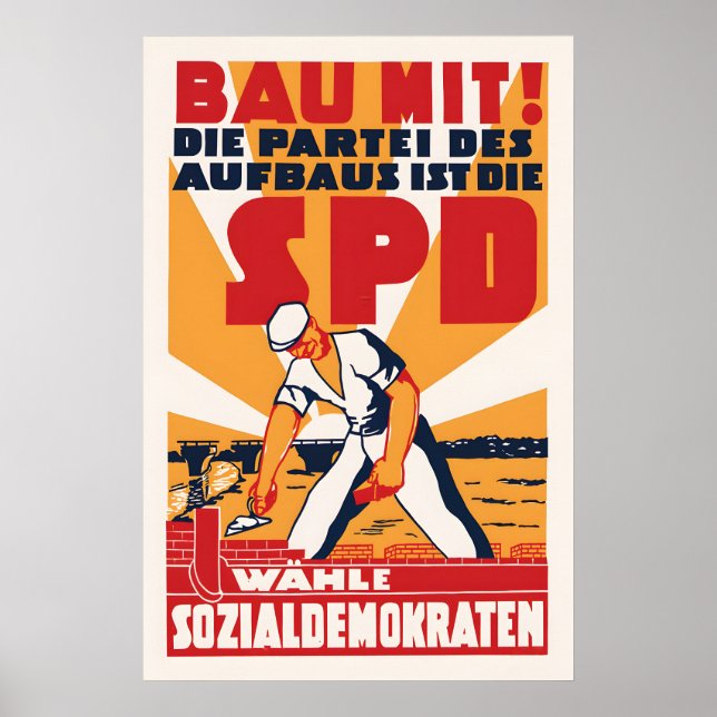 1946 German Election Poster SPD Labour Party Wall (Vorne)