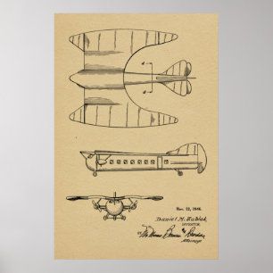 1946 Patentkunstzeichnung eines Passagierflugzeugs Poster