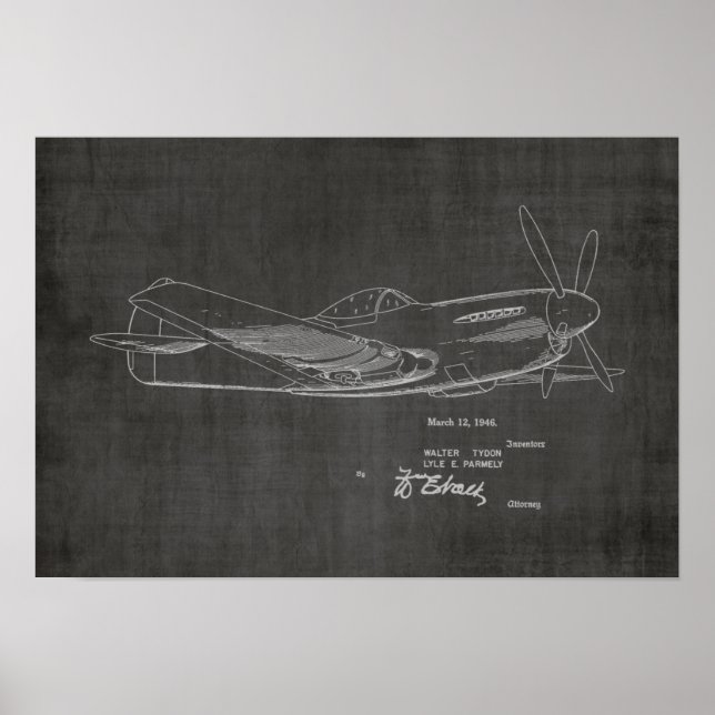 1946 WW2 Flugzeugpatentkunst Zeichnend Druck Poster (Vorne)