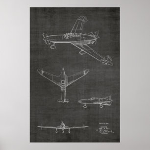 1946 Zeichnung einer hinten angetriebenen Flugmasc Poster