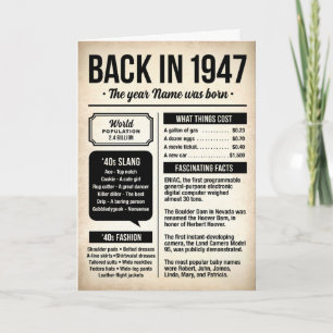 1947 Damals, Wissenswertes Geburtstagskarte Karte