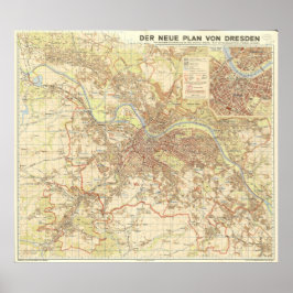 1947 Dresden City Map, German Urban Design Poster