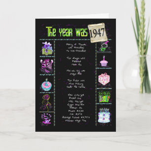 1947 Geburtstag Spaß Trivia Karte