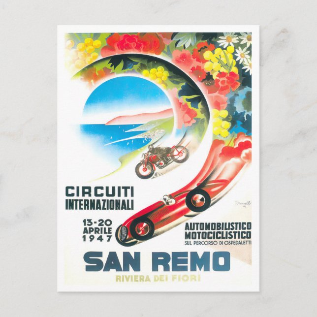 1947 San Remo Italien Grand Prix Vintag Postkarte (Vorderseite)