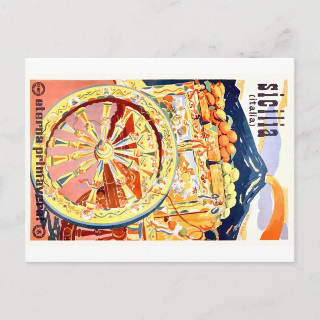 1947 Sizilien Italien Reiseplaner Ewiger Frühling Postkarte (Vorderseite)