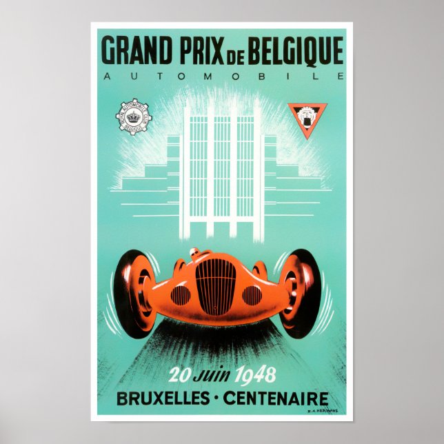 1948 Bruxelles Grand Prix Vintages Rennposter Poster (Vorne)