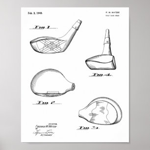 1948 Fahrer Golfschläger Patent Kunst Zeichnung Dr Poster