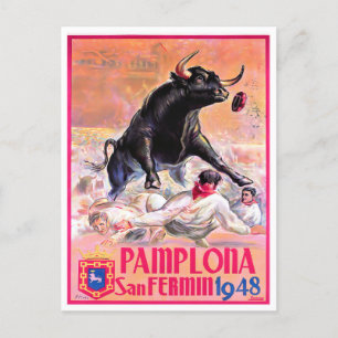 1948 Feria de Pamplona Vintage Postkarte