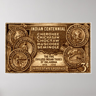 1948 Oklahoma Indian Centennial Briefmarke Poster