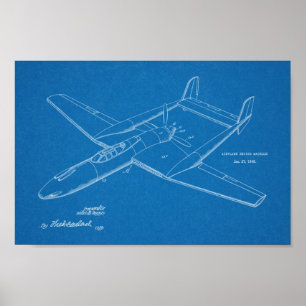 1948 Pusher Flugzeug Patent Art Zeichnend Print Poster