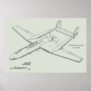 1948 Pusher Flugzeug Patent Art Zeichnend Print Poster
