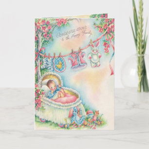 1948 Vintag Baby Glückwunschkarte Karte