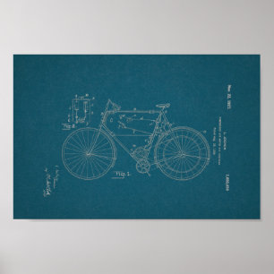 1948 Vintag Schwinn Bicycle Patent Blueprint Art Poster