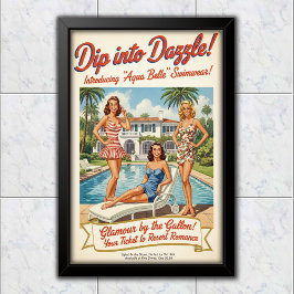 1948 Vintage Aqua Belle Badeanzug-Werbung Poster
