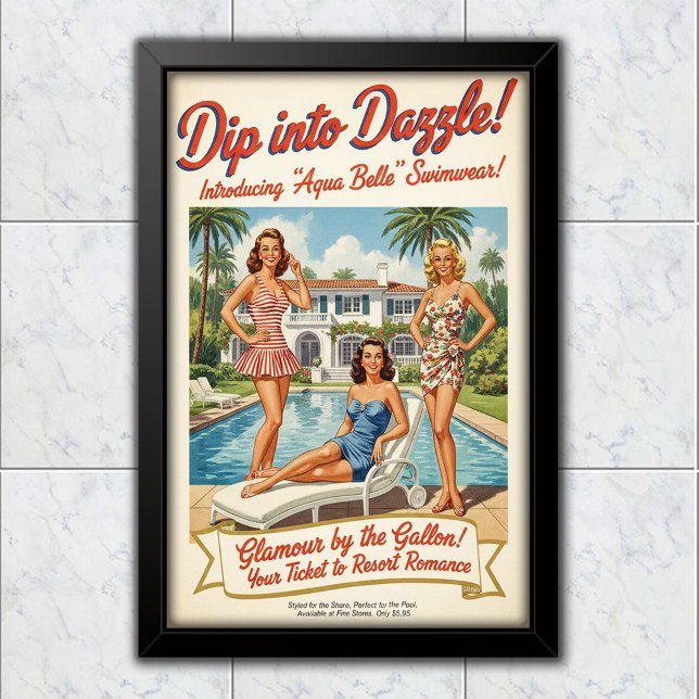 1948 Vintage Aqua Belle Swimwear Advertising Poster (Von Creator hochgeladen)